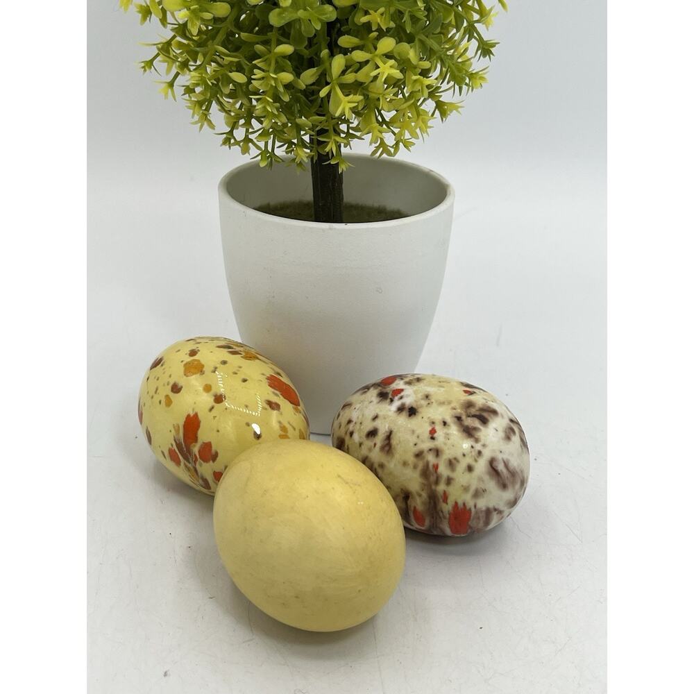Set of 3 Vintage Hand Painted Ceramic Easter Eggs Speckled & Matte Signed